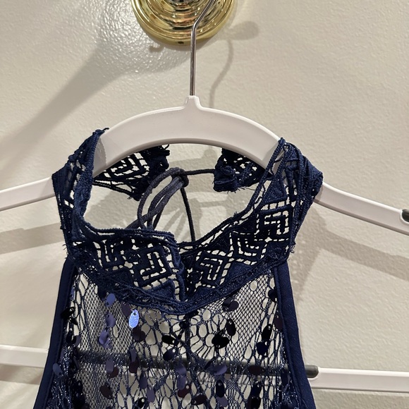 DON’T YOU HAVE A PARTY TO GO TO??  Nasty Gal High Neck Sequin Dress, Navy - Picture 16 of 16